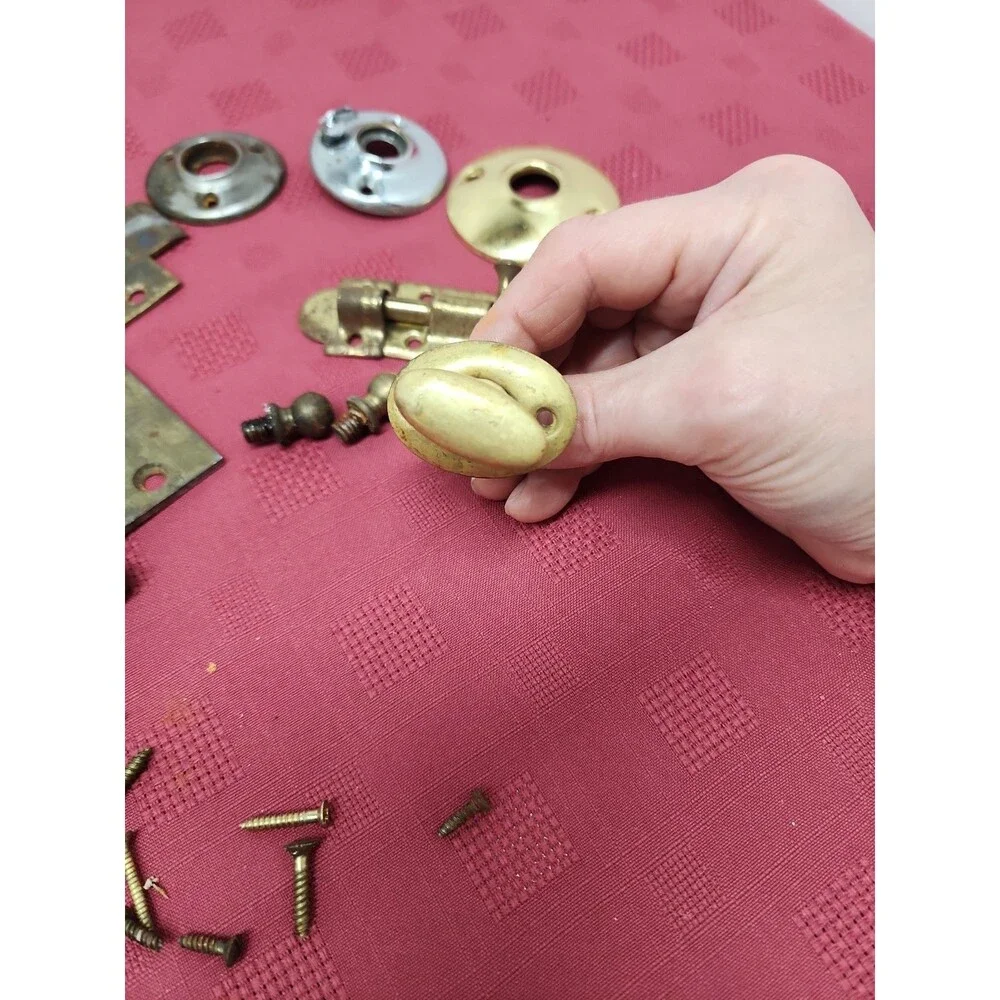 Vintage Brass Door Hardware Assorted Miscellaneous Pieces Perfect For Rehabber